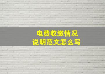 电费收缴情况说明范文怎么写