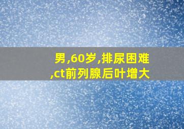 男,60岁,排尿困难,ct前列腺后叶增大