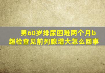 男60岁排尿困难两个月b超检查见前列腺增大怎么回事