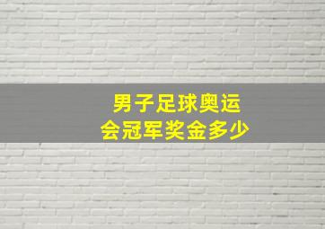 男子足球奥运会冠军奖金多少