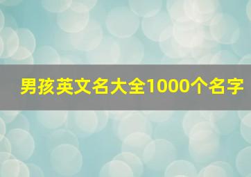 男孩英文名大全1000个名字