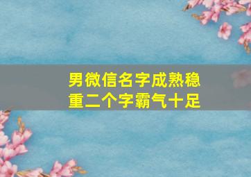 男微信名字成熟稳重二个字霸气十足