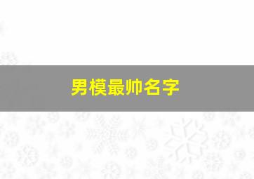 男模最帅名字