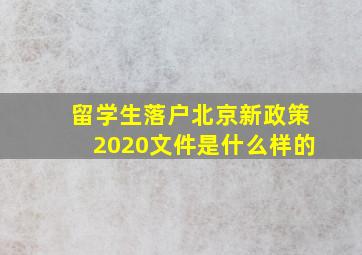 留学生落户北京新政策2020文件是什么样的