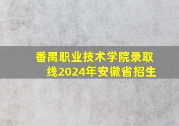 番禺职业技术学院录取线2024年安徽省招生