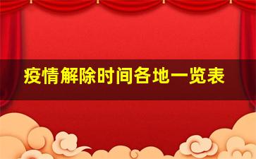 疫情解除时间各地一览表