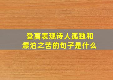 登高表现诗人孤独和漂泊之苦的句子是什么