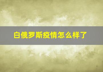 白俄罗斯疫情怎么样了