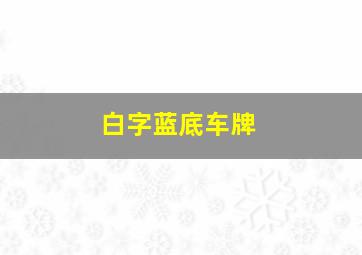 白字蓝底车牌