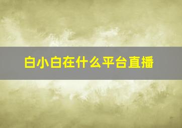 白小白在什么平台直播