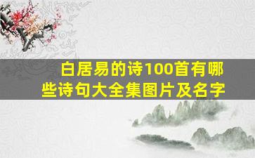 白居易的诗100首有哪些诗句大全集图片及名字