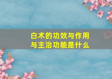 白术的功效与作用与主治功能是什么