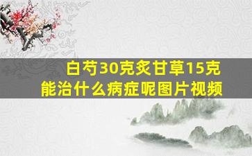 白芍30克炙甘草15克能治什么病症呢图片视频