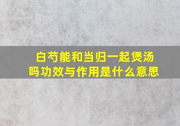 白芍能和当归一起煲汤吗功效与作用是什么意思