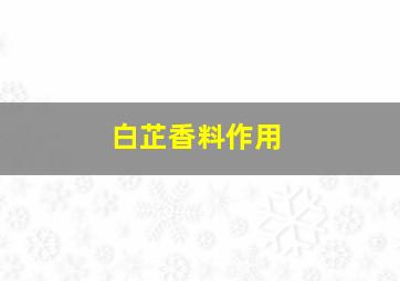 白芷香料作用