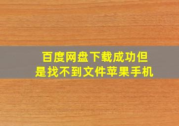 百度网盘下载成功但是找不到文件苹果手机