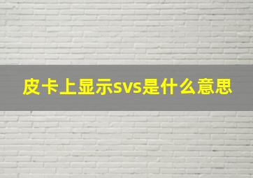 皮卡上显示svs是什么意思