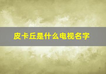 皮卡丘是什么电视名字