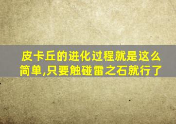 皮卡丘的进化过程就是这么简单,只要触碰雷之石就行了