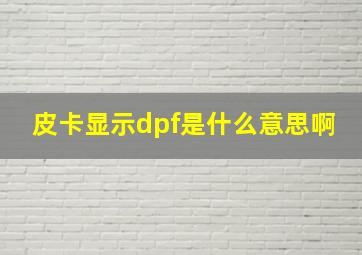 皮卡显示dpf是什么意思啊