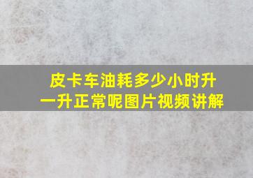 皮卡车油耗多少小时升一升正常呢图片视频讲解