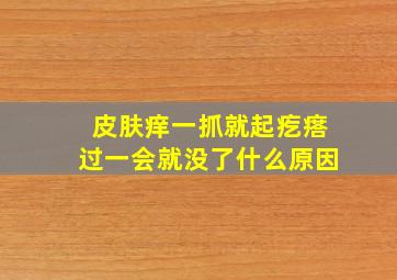 皮肤痒一抓就起疙瘩过一会就没了什么原因