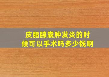 皮脂腺囊肿发炎的时候可以手术吗多少钱啊