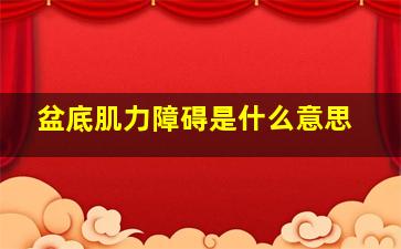 盆底肌力障碍是什么意思