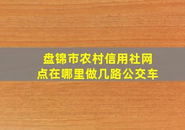 盘锦市农村信用社网点在哪里做几路公交车