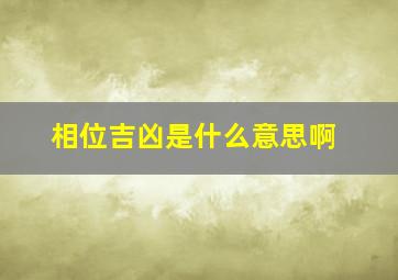 相位吉凶是什么意思啊