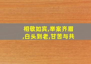 相敬如宾,举案齐眉,白头到老,甘苦与共