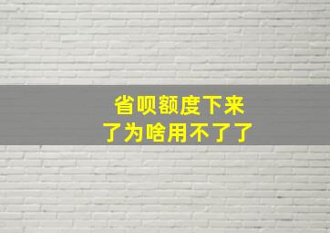 省呗额度下来了为啥用不了了