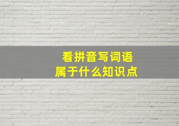 看拼音写词语属于什么知识点