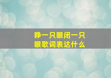 睁一只眼闭一只眼歌词表达什么