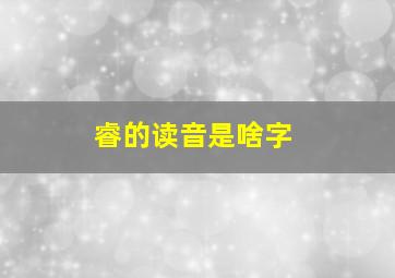 睿的读音是啥字