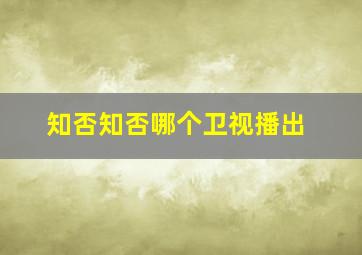 知否知否哪个卫视播出