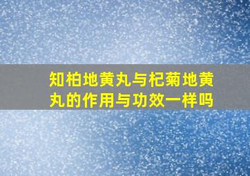 知柏地黄丸与杞菊地黄丸的作用与功效一样吗