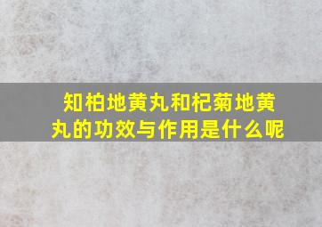 知柏地黄丸和杞菊地黄丸的功效与作用是什么呢