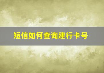 短信如何查询建行卡号