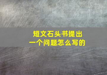 短文石头书提出一个问题怎么写的