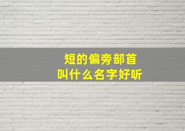 短的偏旁部首叫什么名字好听