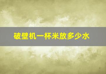 破壁机一杯米放多少水