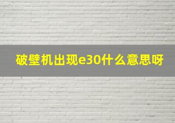 破壁机出现e30什么意思呀