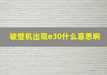 破壁机出现e30什么意思啊