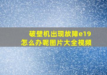 破壁机出现故障e19怎么办呢图片大全视频