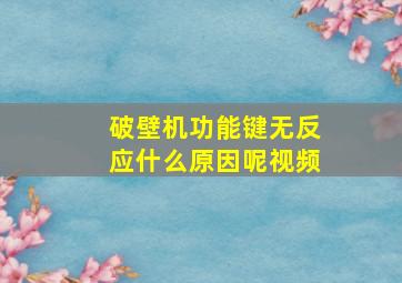 破壁机功能键无反应什么原因呢视频