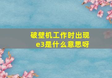 破壁机工作时出现e3是什么意思呀