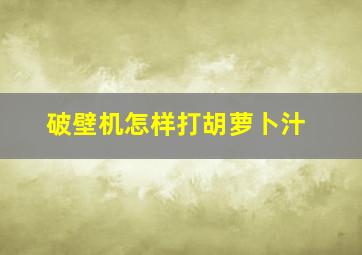 破壁机怎样打胡萝卜汁