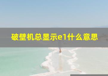 破壁机总显示e1什么意思