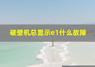 破壁机总显示e1什么故障